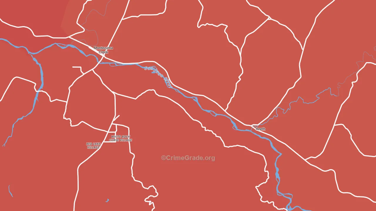 Montezuma Creek, UT Map of Robbery Rates