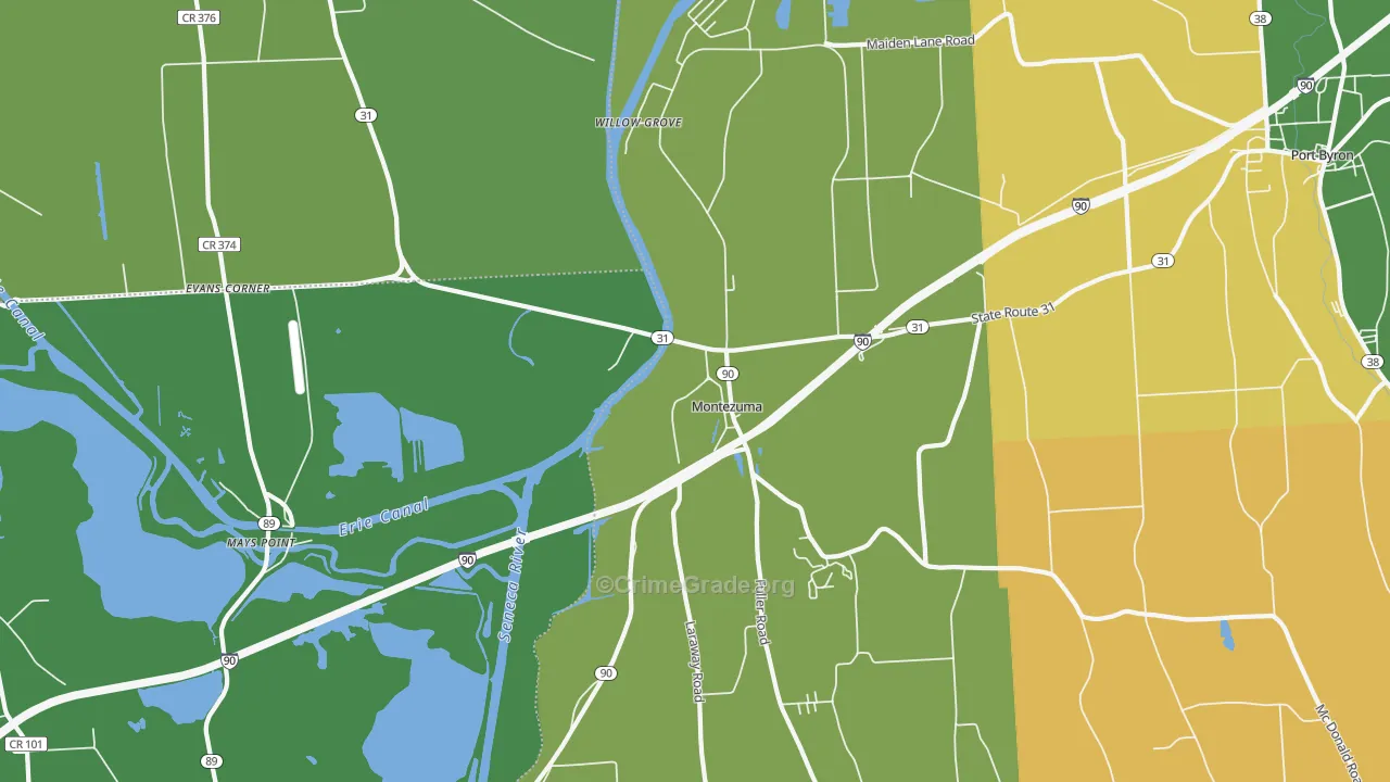 Montezuma, NY Map of Robbery Rates