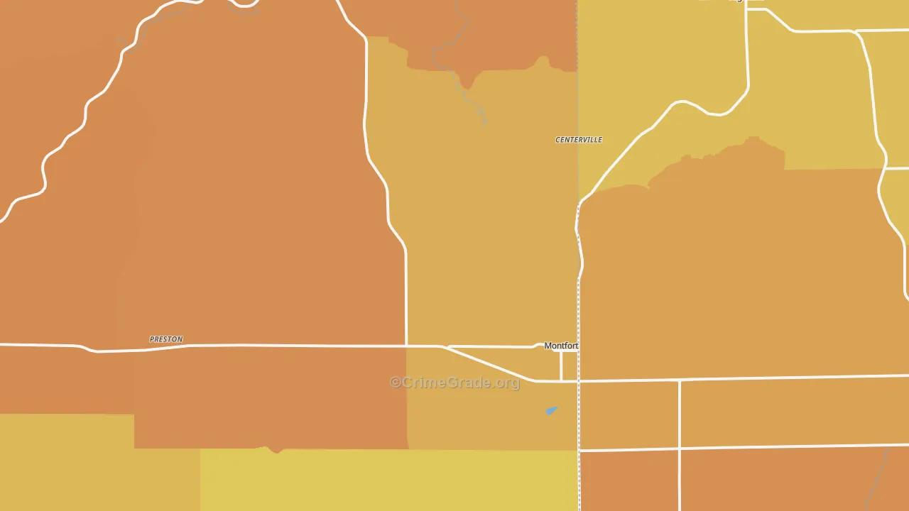 Montfort, WI Map of Robbery Rates