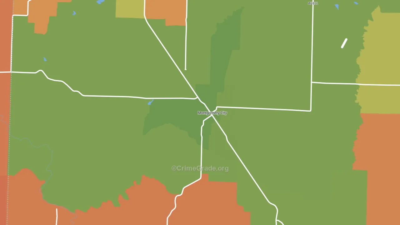 Montgomery City, MO Map of Robbery Rates