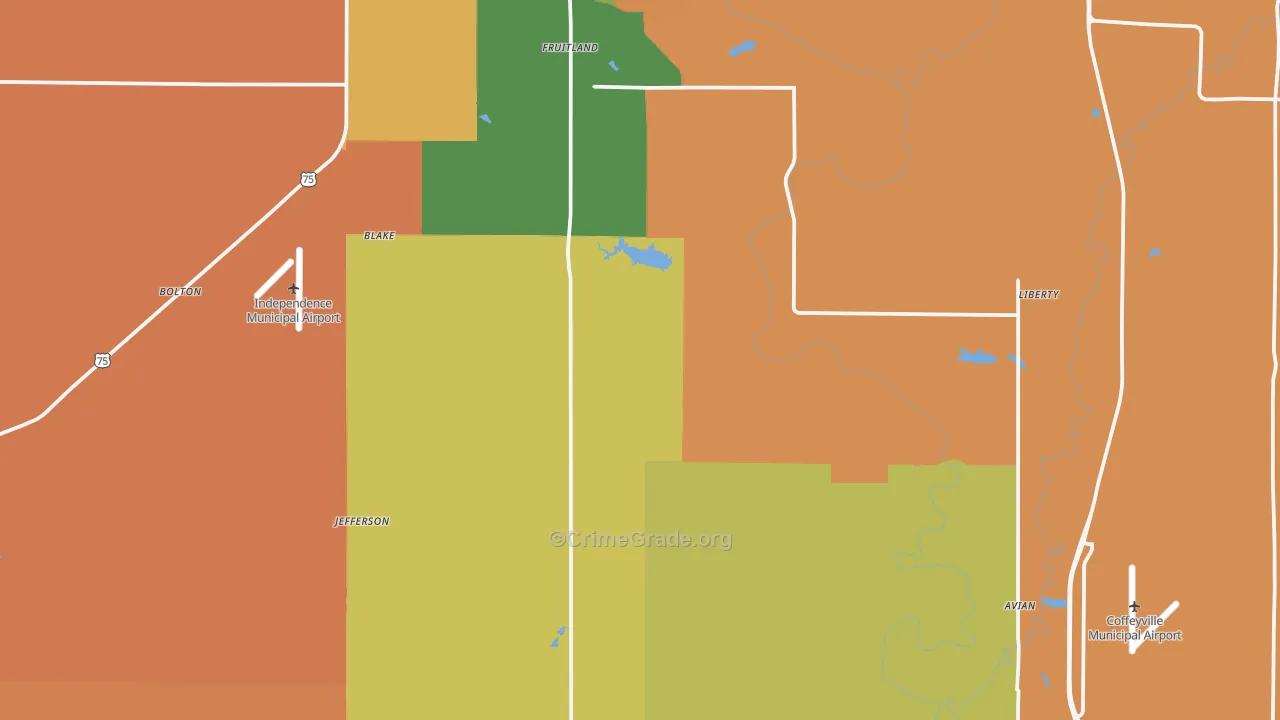 Montgomery County, KS Map of Robbery Rates