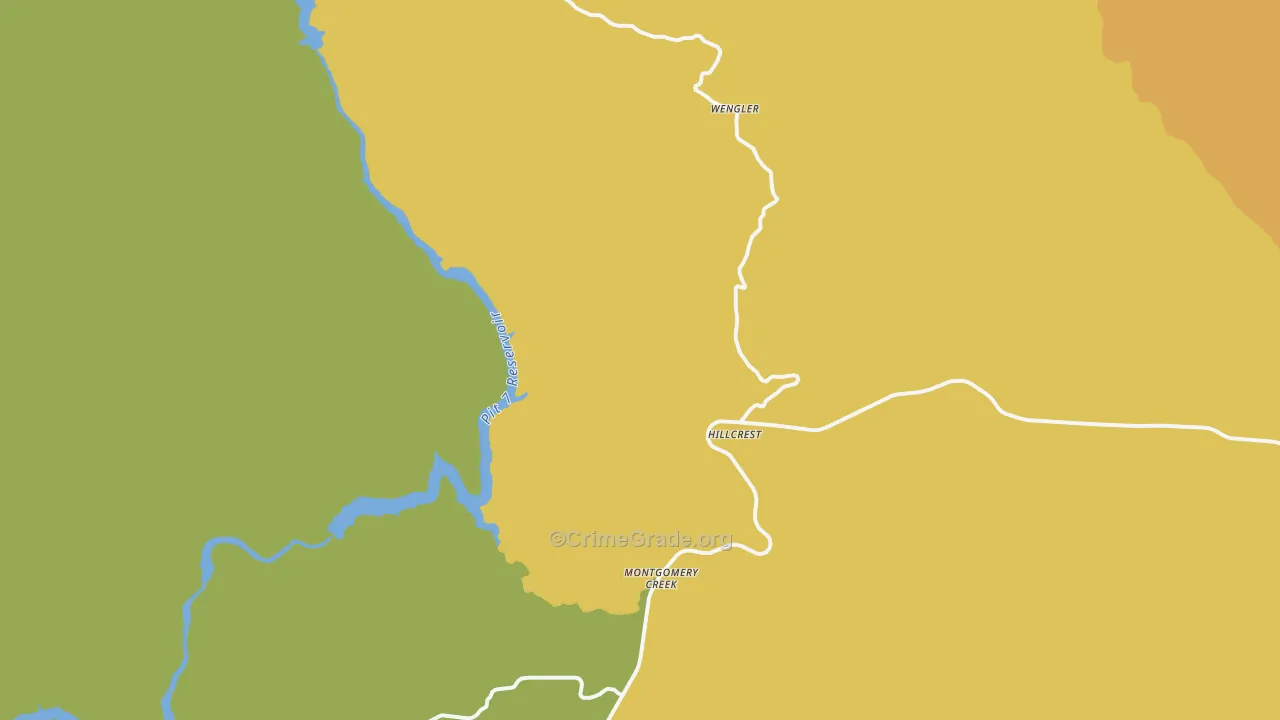 Montgomery Creek, CA Map of Robbery Rates