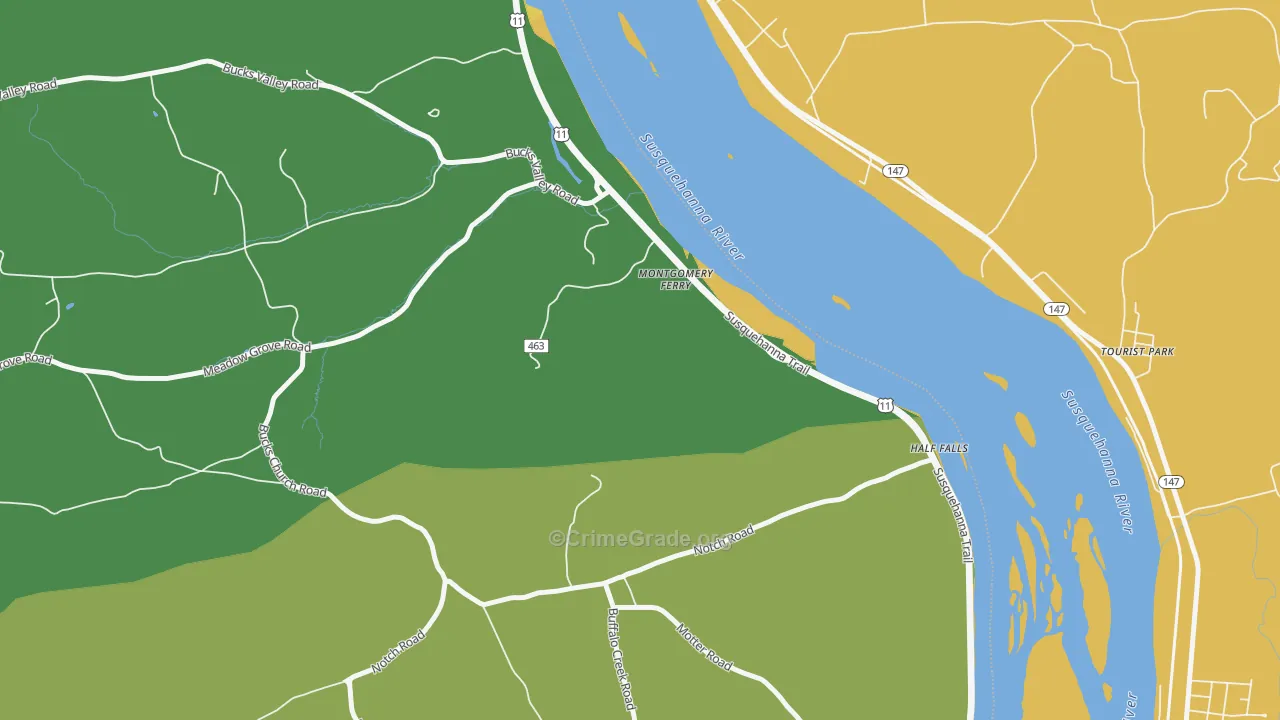 Montgomery Ferry, PA Map of Robbery Rates
