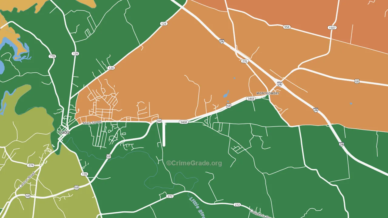 Montgomery, KY Map of Robbery Rates