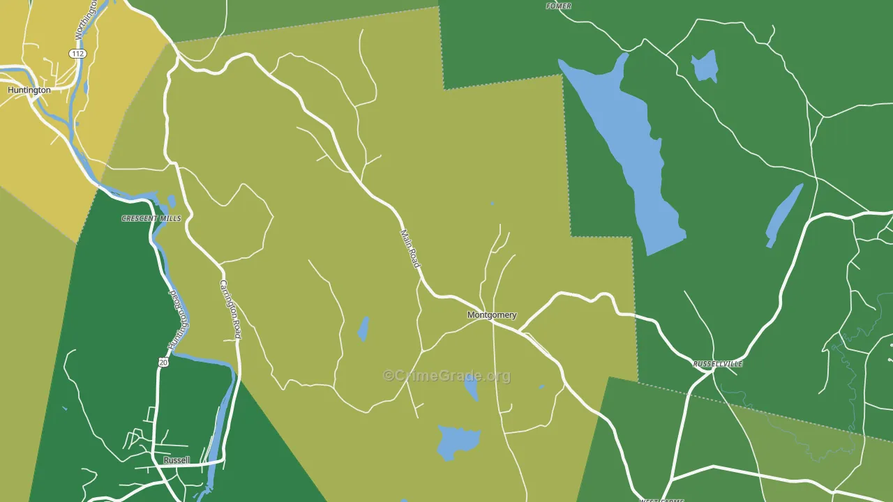 Montgomery, MA Map of Robbery Rates