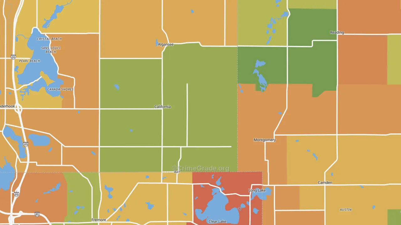 Montgomery, MI Map of Robbery Rates