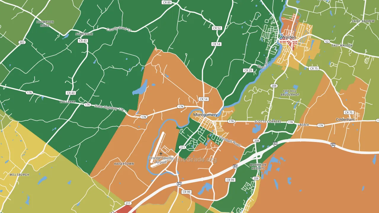 Montgomery, NY Map of Robbery Rates