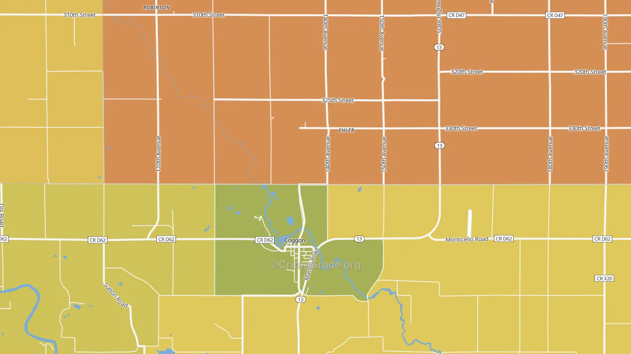Monti, IA Map of Robbery Rates