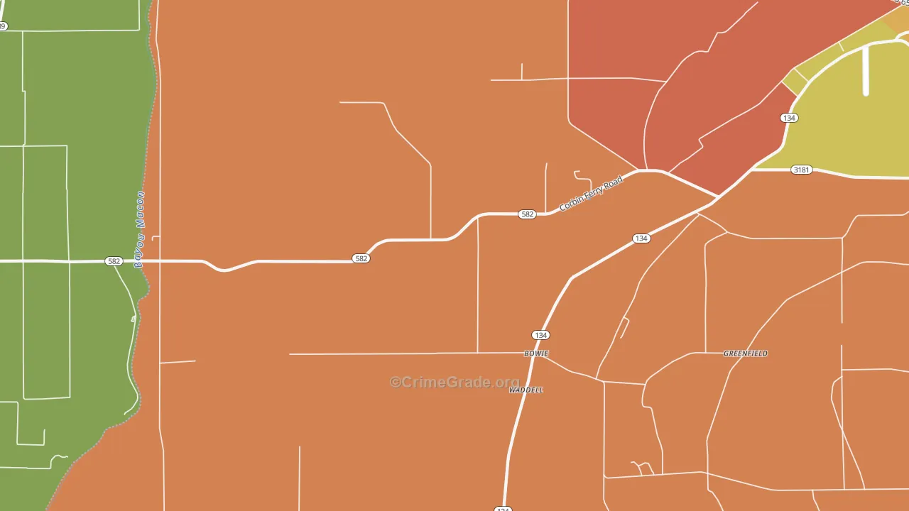 Monticello, LA Map of Robbery Rates