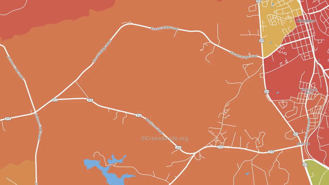 Monticello, SC Map of Robbery Rates