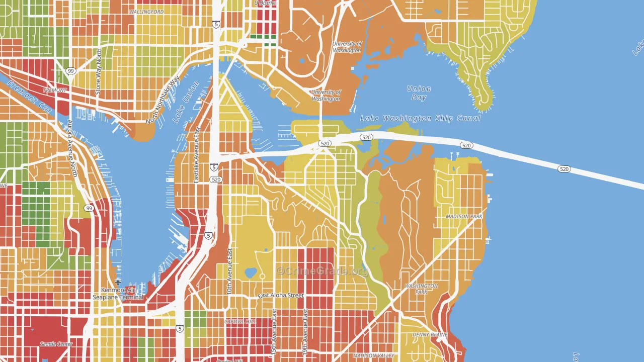 Montlake, Seattle, WA Map of Robbery Rates