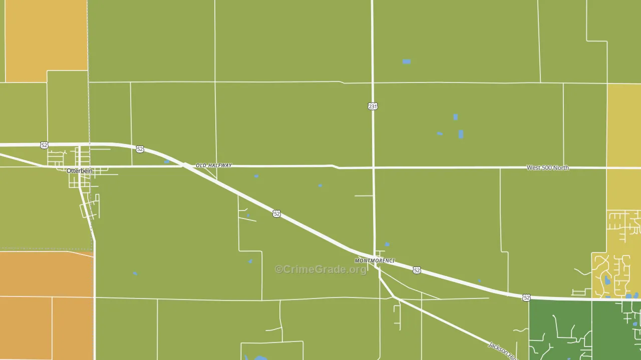 Montmorenci, IN Map of Robbery Rates