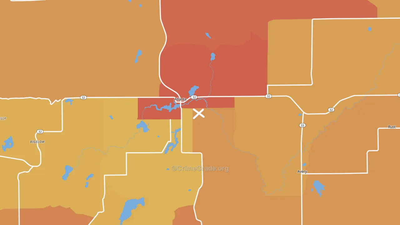 Montmorency County, MI Map of Robbery Rates