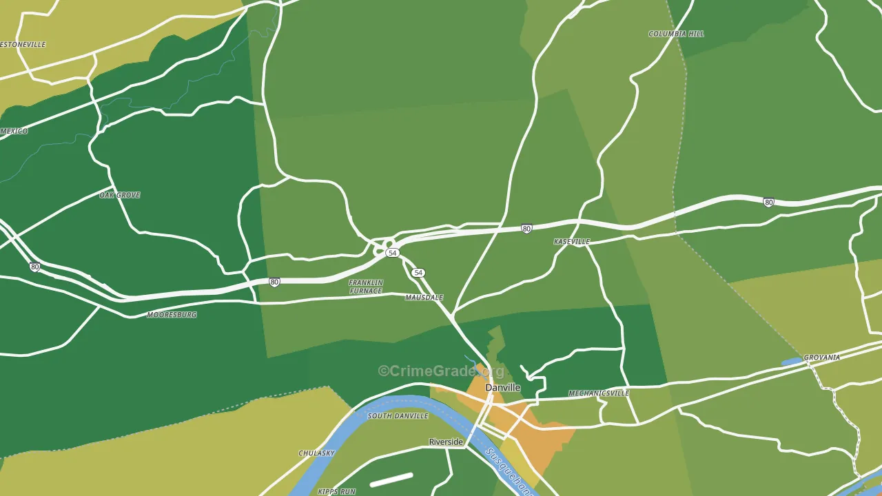 Montour County, PA Map of Robbery Rates