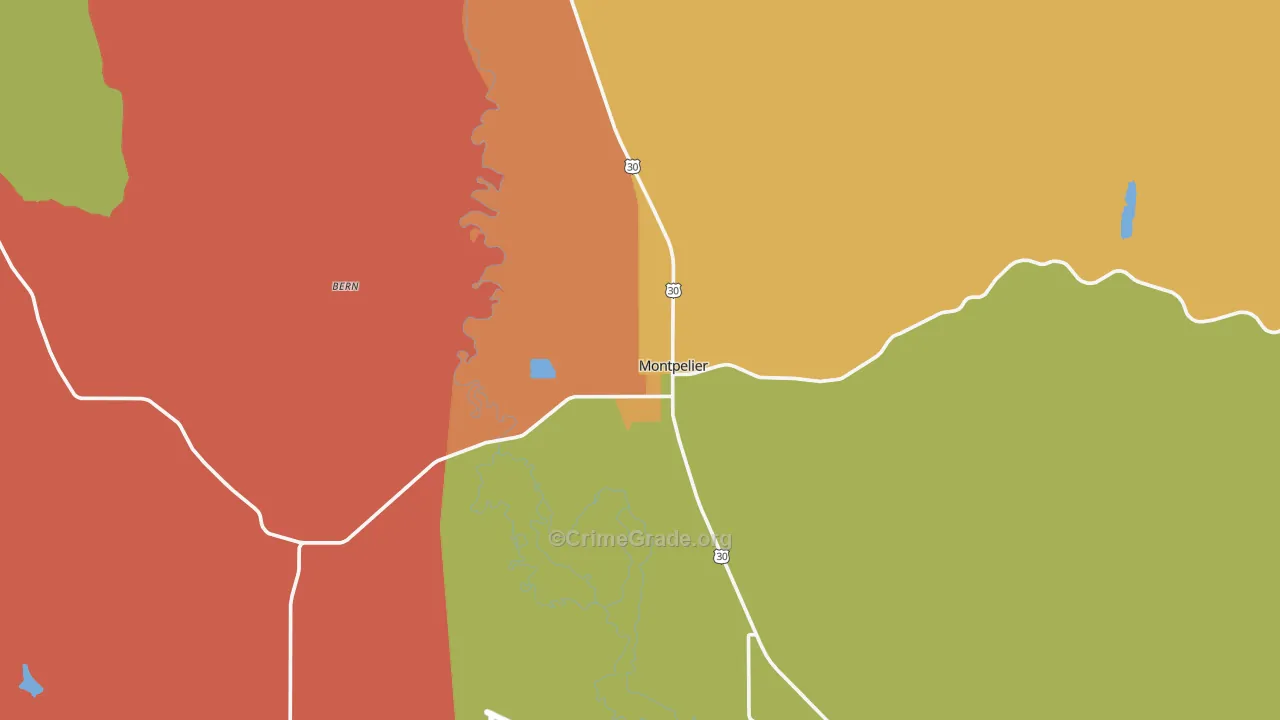 Montpelier, ID Map of Robbery Rates
