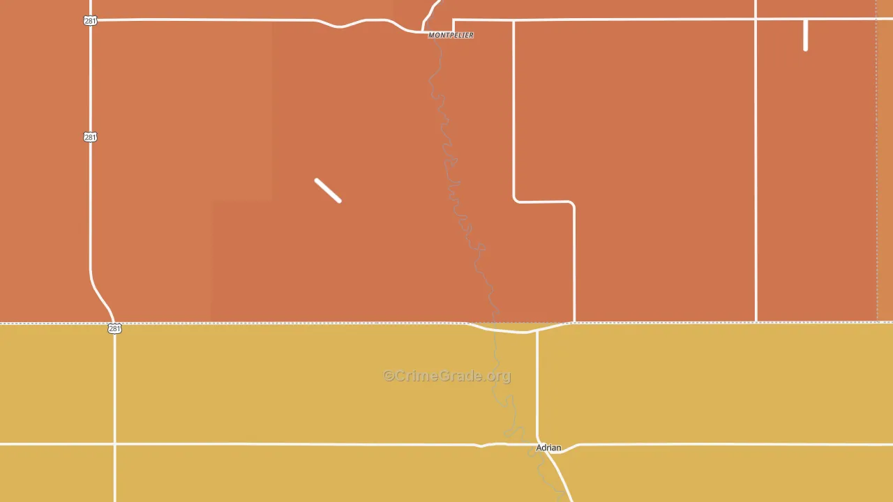 Montpelier, ND Map of Robbery Rates