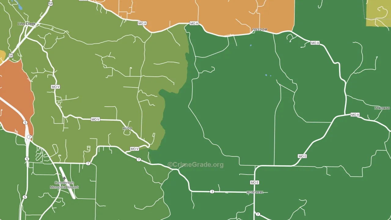 Montreal, MO Map of Robbery Rates