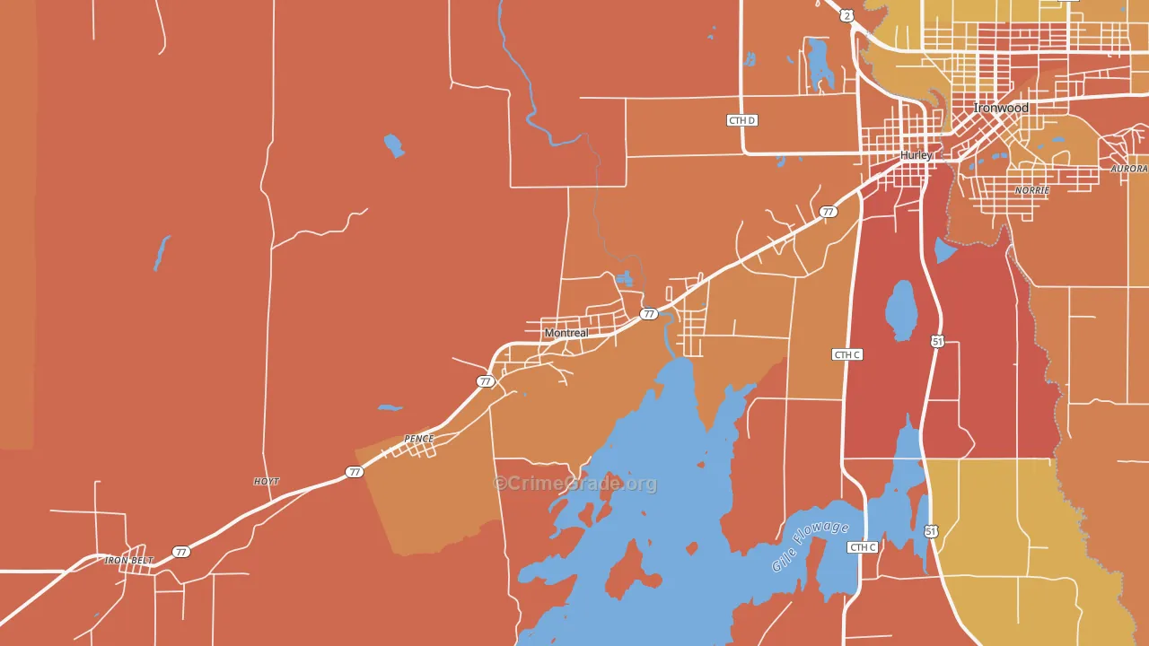 Montreal, WI Map of Robbery Rates