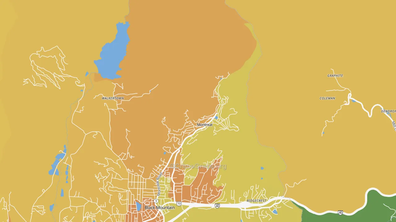 Montreat, NC Map of Robbery Rates