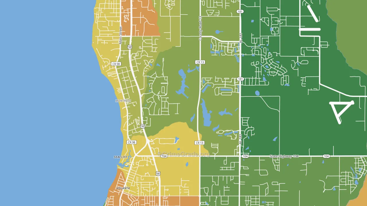 Montrose, AL Map of Robbery Rates