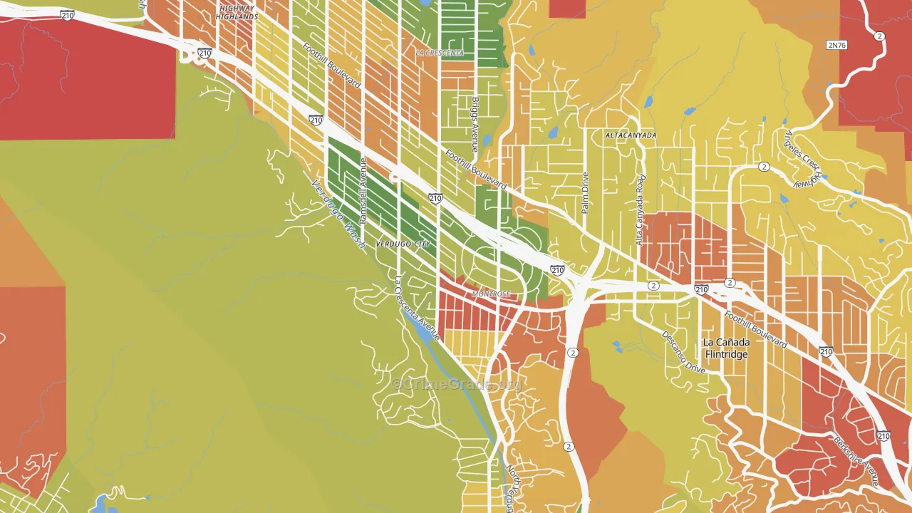Montrose, CA Map of Robbery Rates