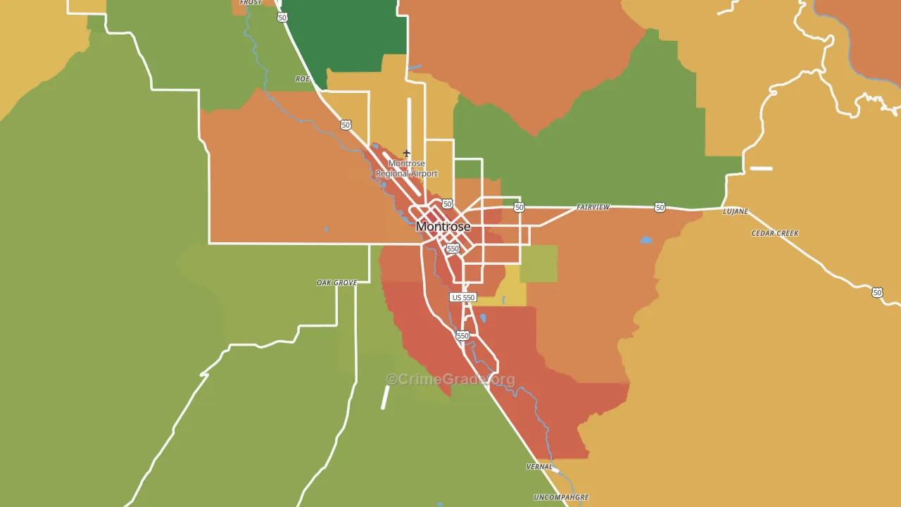 Montrose, CO Map of Robbery Rates
