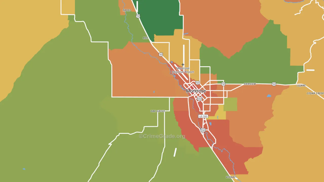 Montrose County, CO Map of Robbery Rates
