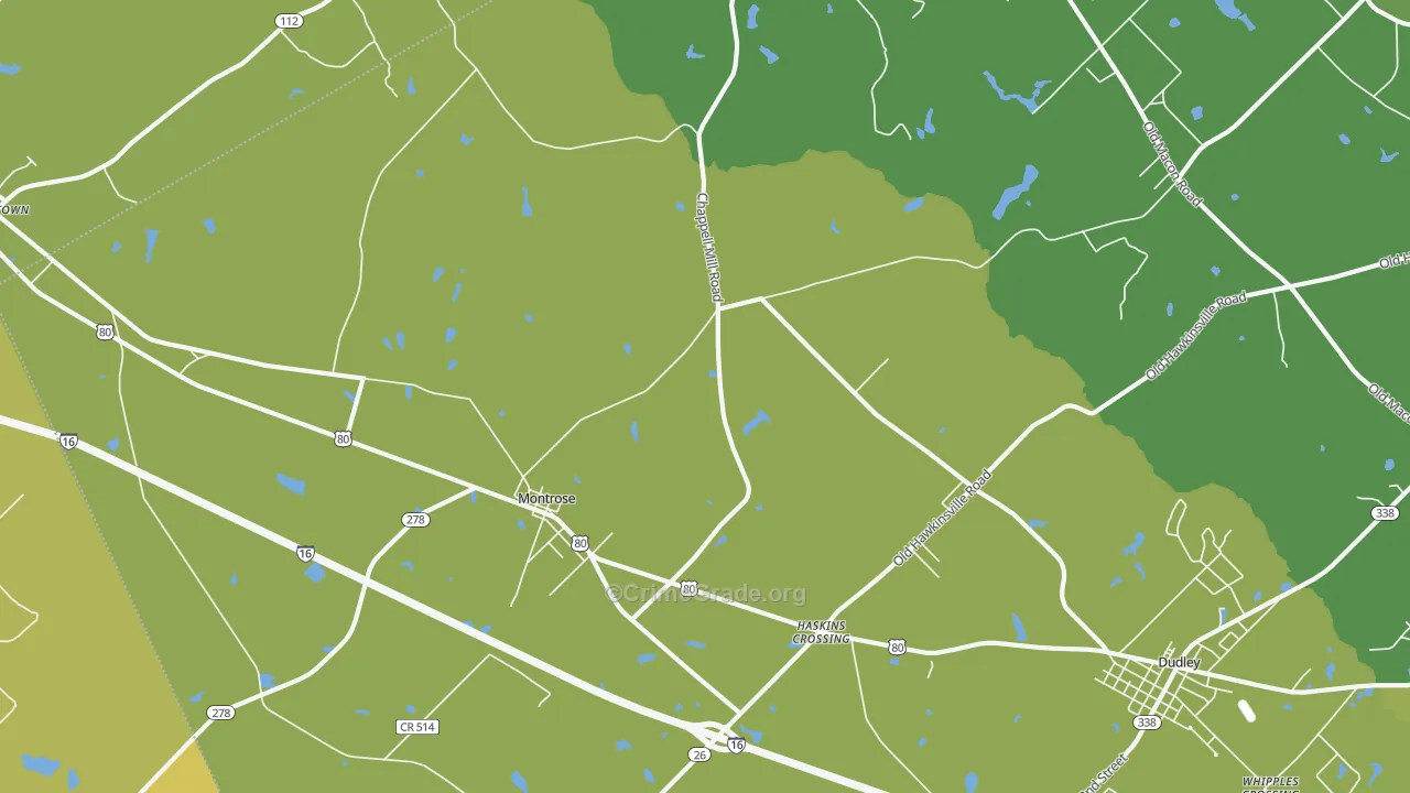 Montrose, GA Map of Robbery Rates
