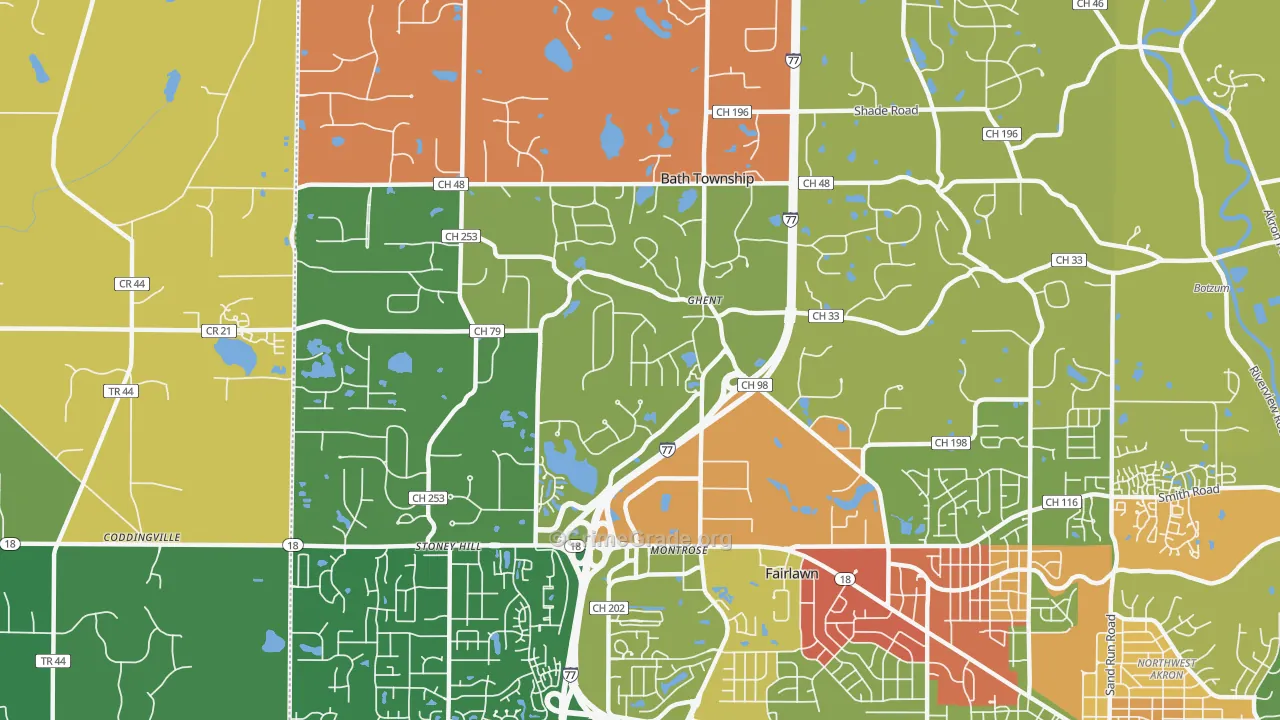 Montrose-Ghent, OH Map of Robbery Rates