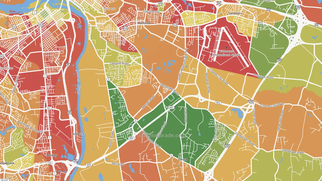 Montrose Heights, VA Map of Robbery Rates