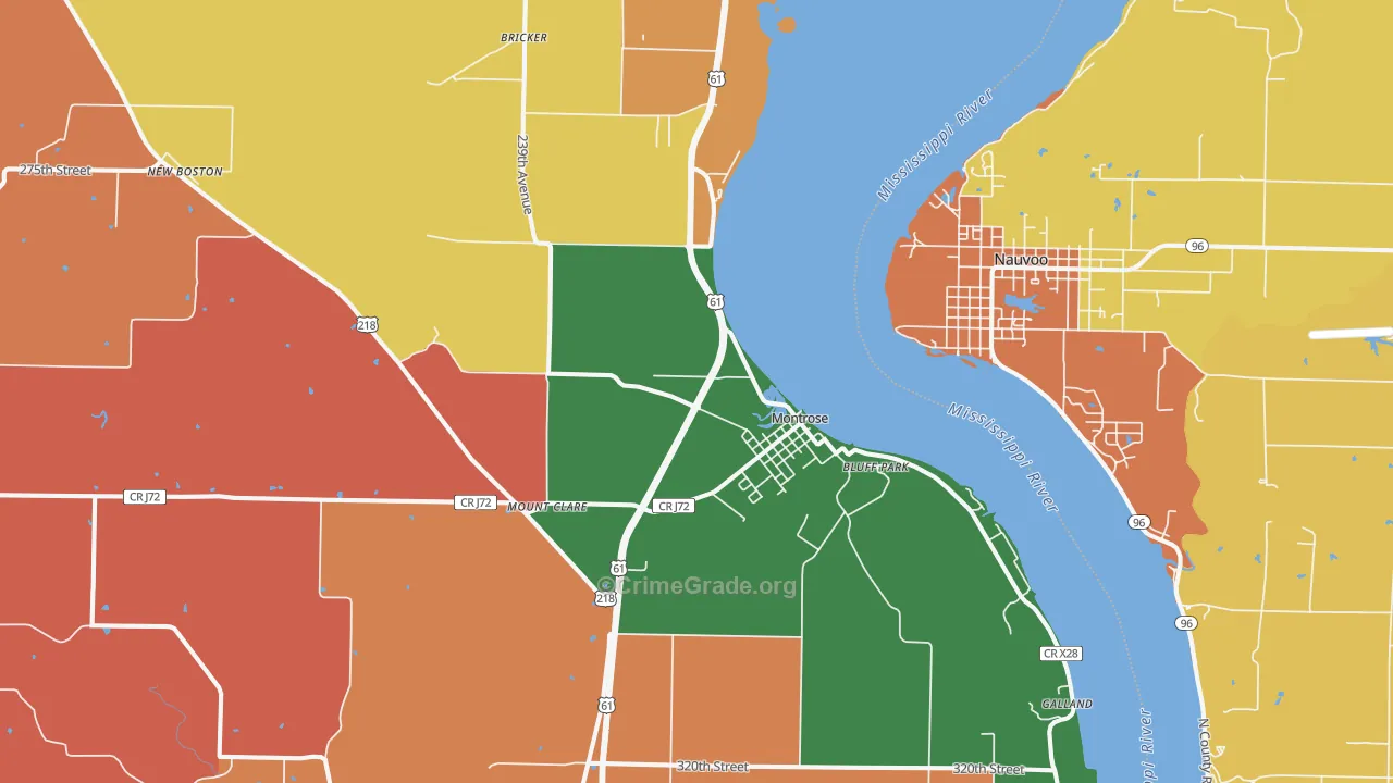 Montrose, IA Map of Robbery Rates