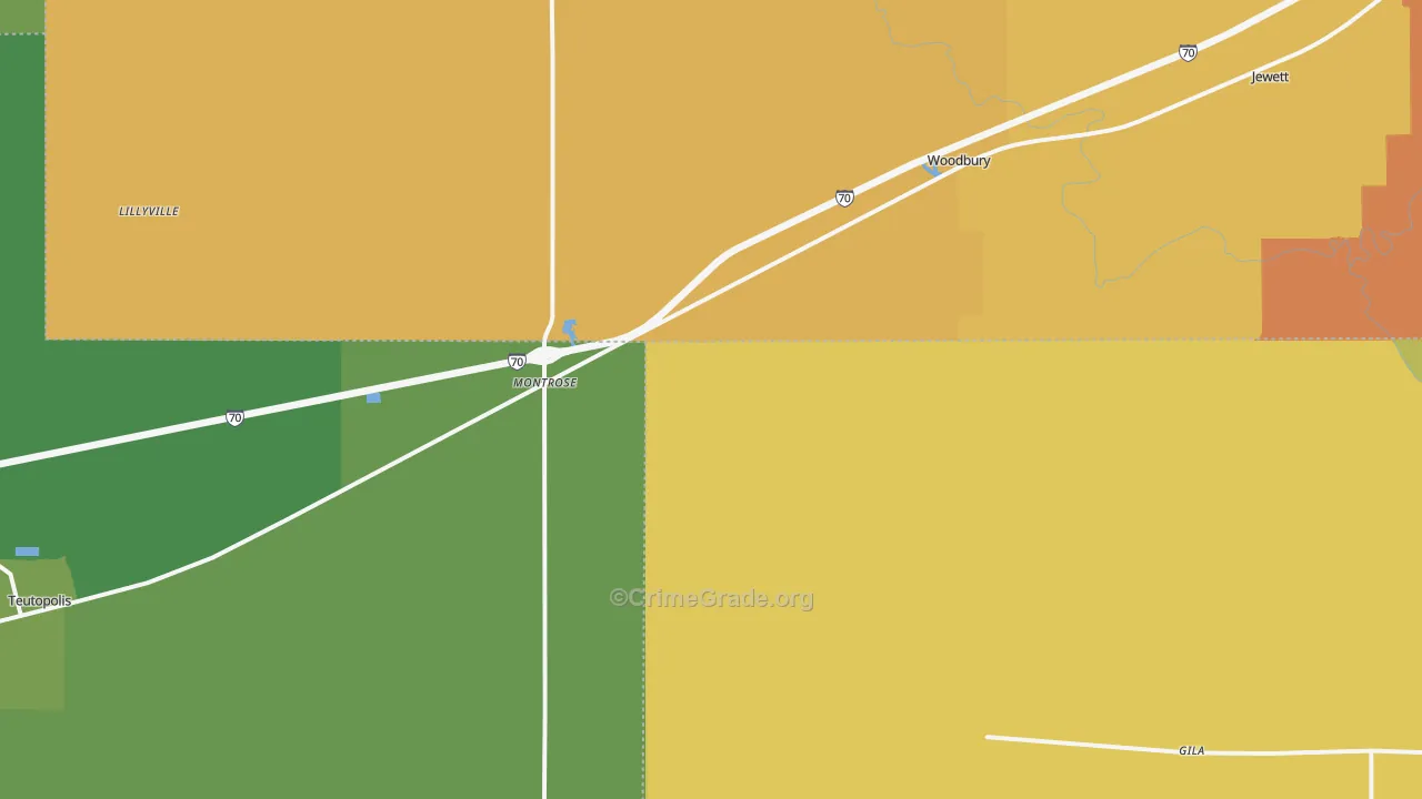 Montrose, IL Map of Robbery Rates