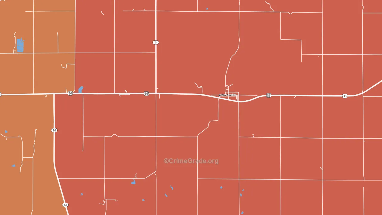 Montrose, KS Map of Robbery Rates