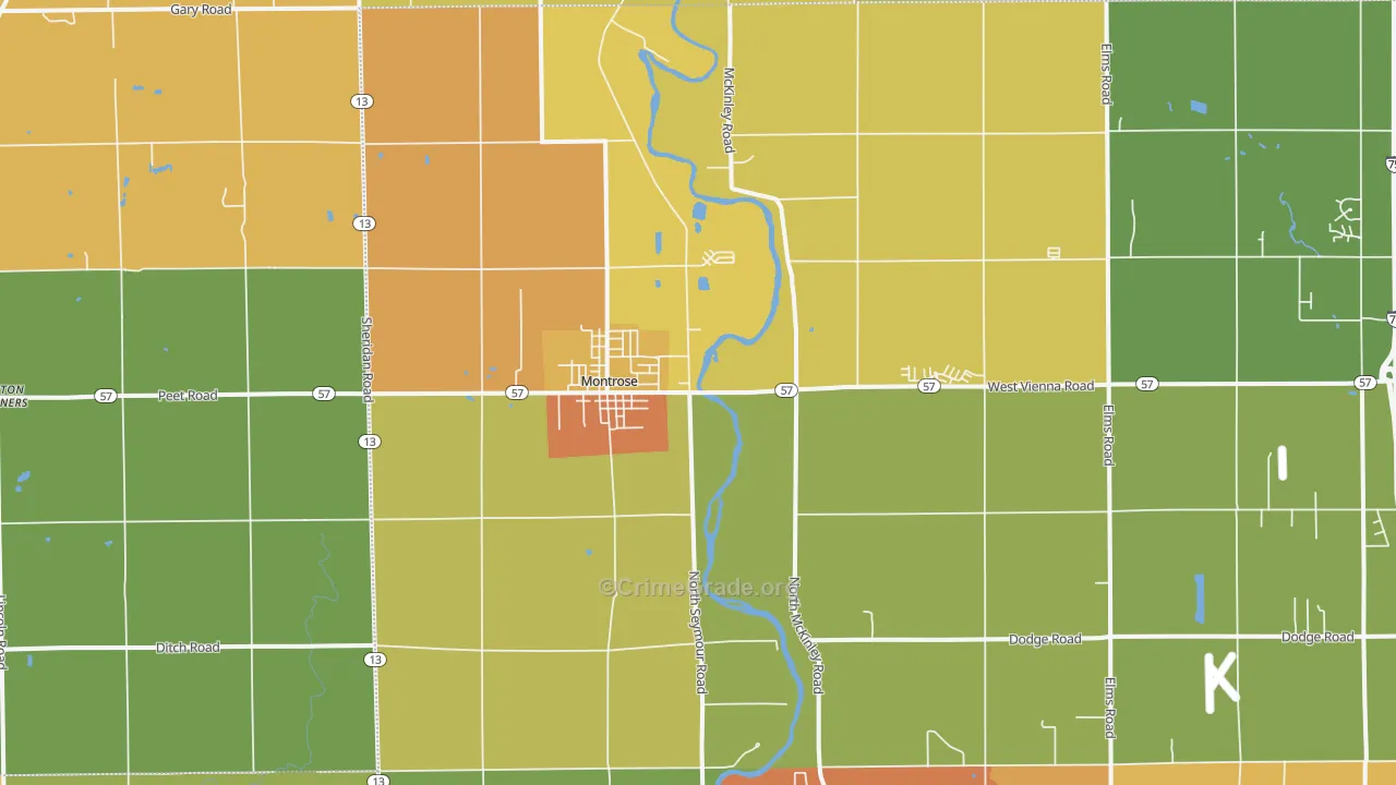 Montrose, MI Map of Robbery Rates