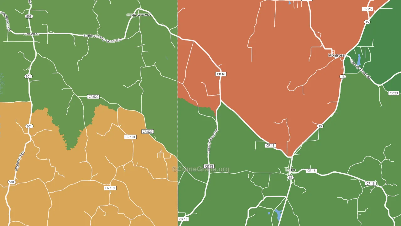 Montrose, MS Map of Robbery Rates