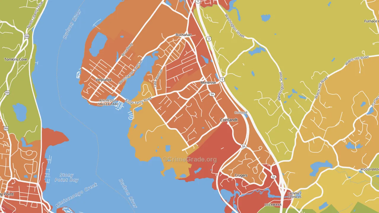 Montrose, NY Map of Robbery Rates