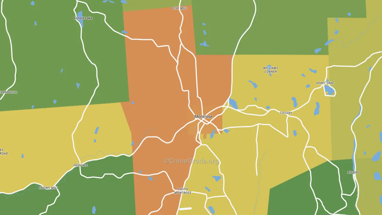 Montrose, PA Map of Robbery Rates
