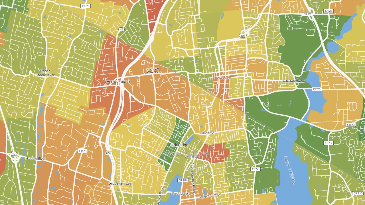 Montvale, NJ Map of Robbery Rates
