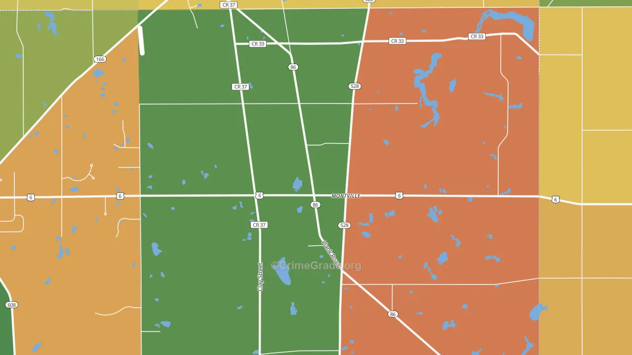 Montville, OH Map of Robbery Rates
