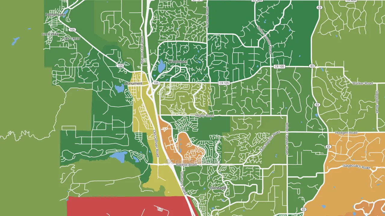 Monument, CO Map of Robbery Rates
