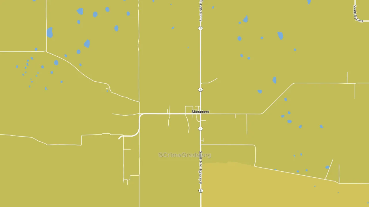 Monument, NM Map of Robbery Rates