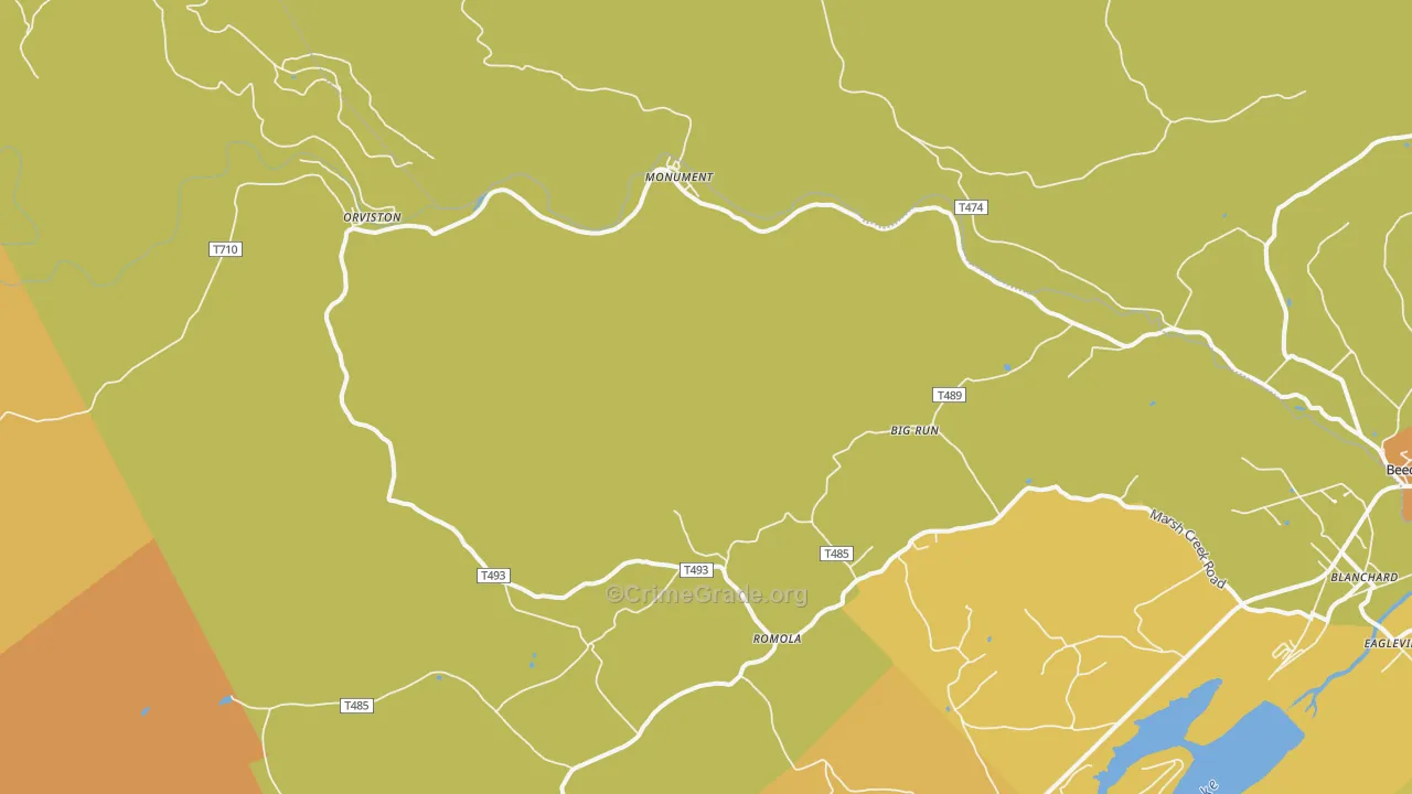 Monument, PA Map of Robbery Rates