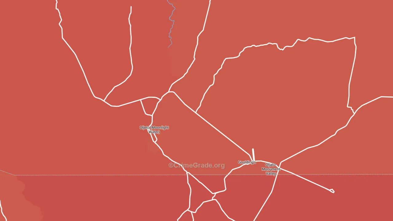 Monument Valley, UT Map of Robbery Rates