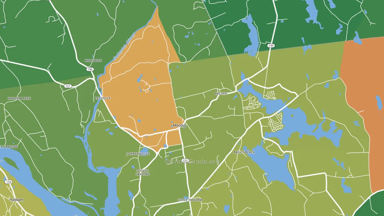 Moodus, CT Map of Robbery Rates