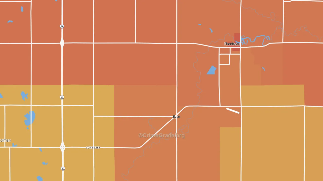 Moody County, SD Map of Robbery Rates