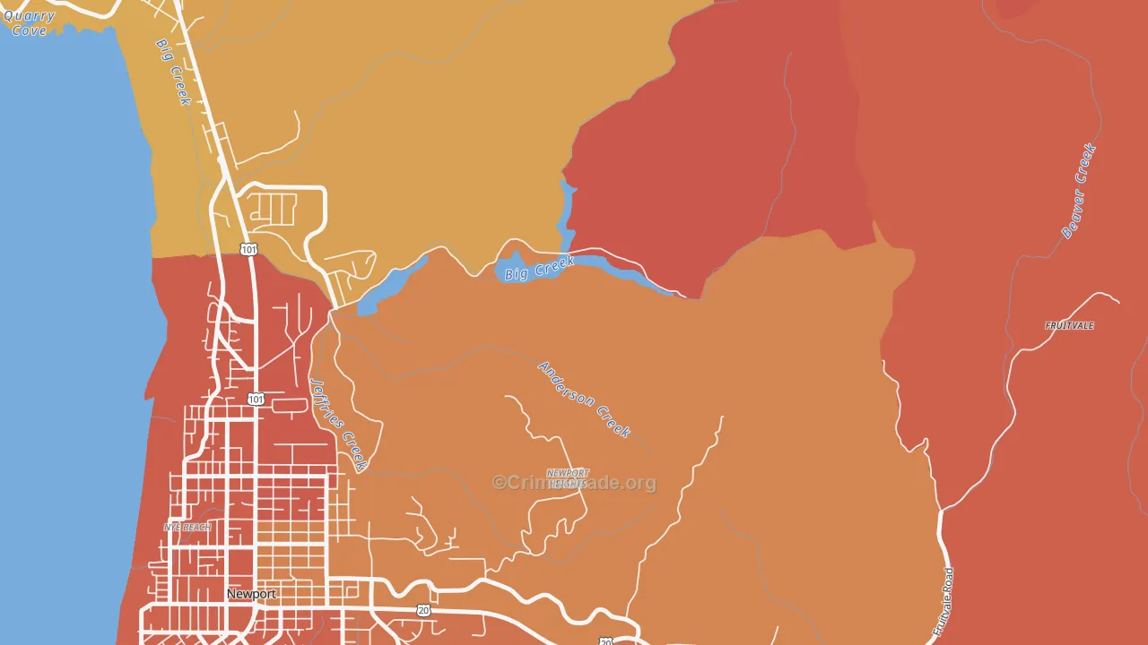 Moody, OR Map of Robbery Rates