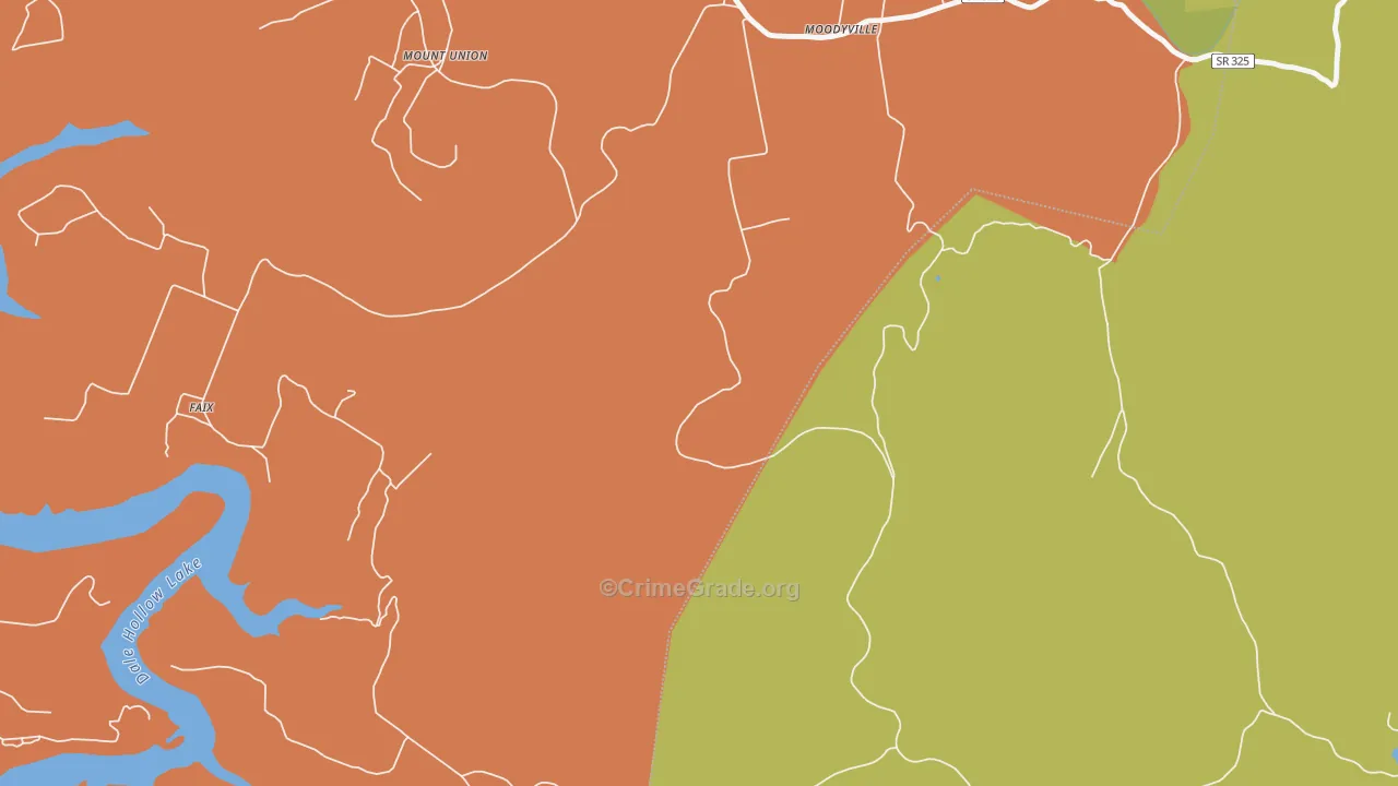Moodyville, TN Map of Robbery Rates