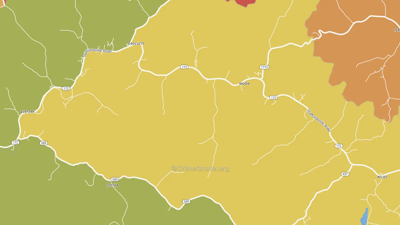 Moon, KY Map of Robbery Rates