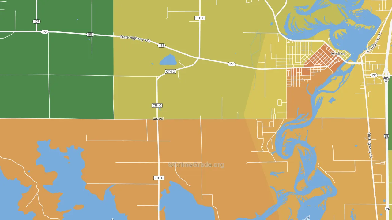 Moon, WI Map of Robbery Rates