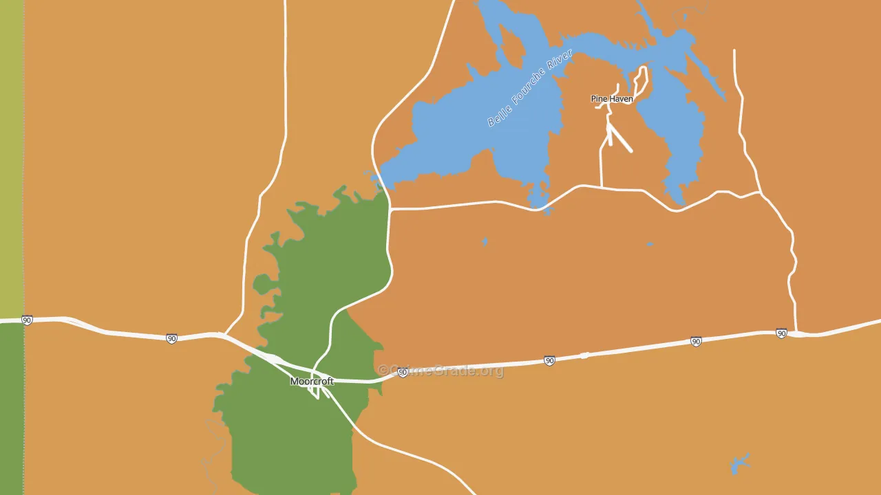 Moorcroft, WY Map of Robbery Rates